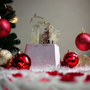 Danbury Mint 1987 TOYLAND Gold Plated Christmas Ornament Candy Canes ~EUC